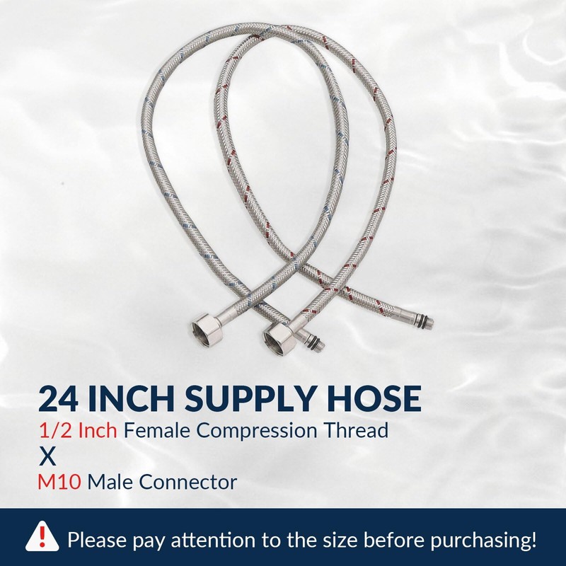 BWE 24" Length Faucet Supply Lines,1/2 -Inch Female Compression Thread