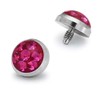 Dermal Anchors Fuschia Crystal Stone Surgical Steel Tops Body Jewelry