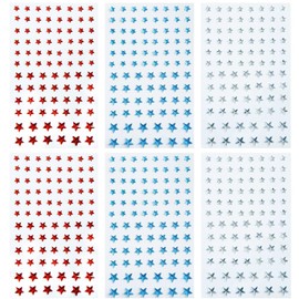 Red Blue White Star Nail Stickers 3D Embossed Self Adhesive Glitter Stars Nail Decals 4th of July Patriotic Designs Nail Art Supplies for Women Girls Kids Independence Day Manicure Decoration 6 Sheets