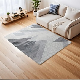 ASIinnsy Rugs Living Room Modern Area Rugs Short Pile Abstract Rug Non-slip Soft Rugs for Bedroom Large Living Room Rug Carpet Home Decor (Geometric Grey White, 80 x 120 cm)