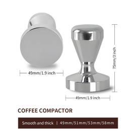 49mm Stainless Steel Espresso Tamper, Flat Base Coffee Tamper, Tamper Tool Espresso, Expresso Hand Press Tamp, Espresso Accessories for Coffee Bar, Barista