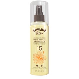 Hawaiian Tropic Weightless Hydration Dry Oil Sunscreen Spray SPF 15, 5oz | Sunscreen Oil Mist, SPF 15 Sunblock Spray, Oxybenzone-Free, 5oz