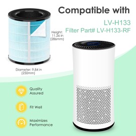 HSIAMEN LV-H133 Replacement Filter Compatible with Levoit LV-H133 Air Purifier Smoke Remover Filter Replacement for LVH133 H133 Meta-Air Tower H13 True HEPA # LV-H133-RF, Blue 1-Pack