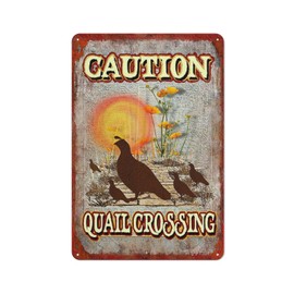 Quail Crossing Metal Tin Sign Iron Painting Plaque Novelty Parlor Retro Home Restaurant Kitchen Celebration Farm Courtyard Posters Metal Signs Wall Decor 8x12 Inch