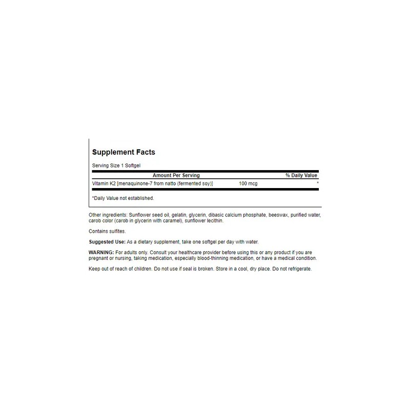 Vitamina K2 100mcg 30 Softgels Calidad Swanson