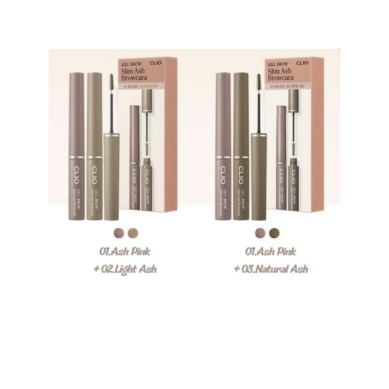 CLIO KillBrow Slim Ash Browcara Set 15g*2ea, Color:01 Ash Pink