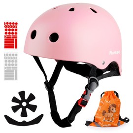 Plusawa Kids Bike Helmet, Adjustable Toddler Helmet for 2-15 Years Old, Boys Girls Multi-Sport Kids Helmet for Cycling, Skateboarding, Scooter, Skating 48-52 CM (Pink, XS)