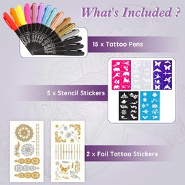 Tattoo Pen Tattoo Pen Tattoo Children Children's Make-Up Glitter Tattoo Set Children's Glitter Tattoo Markings 9 10 11 12 Years Old Girls Boys Gift Ideas Birthday Gift