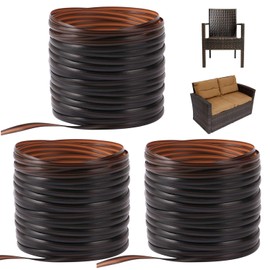 Biugaaufai 3 Pcs 120ft Wicker Repair Kit Gradient Coffee Brown Flat Plastic Weaving Rattan, Synthetic Embossing Rattan Fix Material for Patio Furniture, Chairs, Baskets
