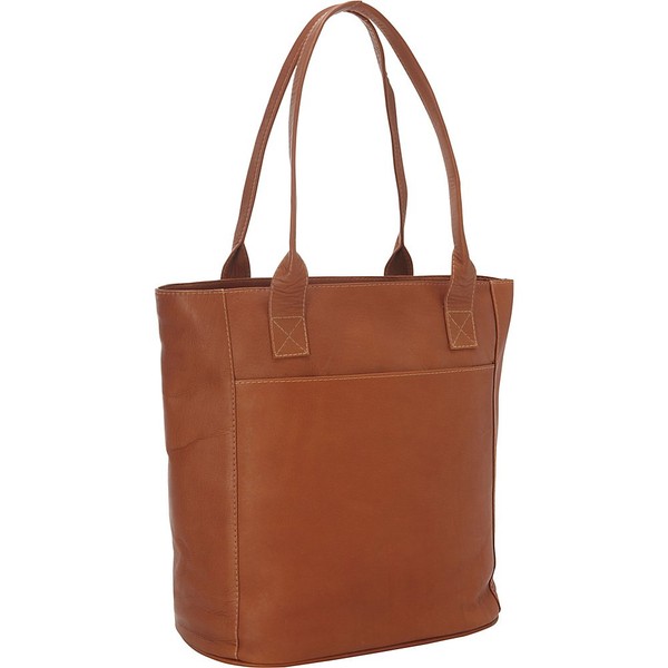 Piel Leather XL Laptop Tote Bag, Saddle, One Size