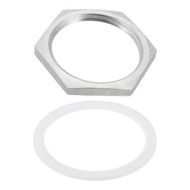 uxcell Cast Pipe Fitting Hex Locknut with Washer 304 Stainless Steel Hex Lock Nut NPT 1-1/2" Female Thread for Plumbing Fixed, Water Broom and Undercarriage Cleaner, 2.17" OD