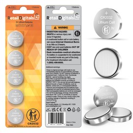 Retail Digitals CR2032 3V Premium Lithium Battery | 10 Years Shelf Time| Capacity 240 mAh | Pack of 5