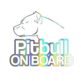 Holographic Pitbull On Board Car Sticker, Waterproof, Reflective, Funny Dog Stickers for Car, Bumper, Window (15 cm/5.9 Inches)