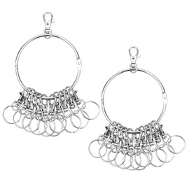 RoadLoo 2 Pieces Multiple Keyring Metal Keyring Keychain Keyring Key Holder Keychain with Multiple Detachable Metal Rings Metal Carabiner Clip Keyring Suitable for Business Home Property Management