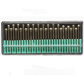 Grinding Needle Head 30 Pieces 150 Grit Diamond Burr Set for Carving Engraving Drilling Grinding Tools (Ball 4mm, Shank 3mm)