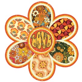 Love Flower Retro 5 Inch Waterproof Decal Sticker Wall Window Tie-dye Alien Stoner Stones Psychedelic Mushroom Hippie Green Rainbow Galaxy Rock Gypsy Indian Trible Sunflower CS1496-2PK