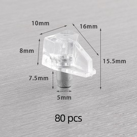 80Pack Shelf Support Pegs, Transparent Plastic Shelf Holder Pins,Bracket Pins, Suitable for Bookshelf, Display Cabinet, Wardrobe, Closet, Bookcase and Cutlery Cabinet