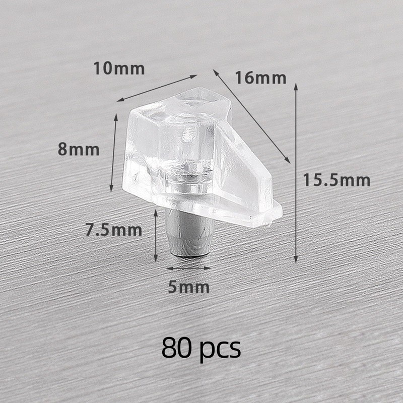 80Pack Shelf Support Pegs, Transparent Plastic Shelf Holder Pins,Bracket Pins,