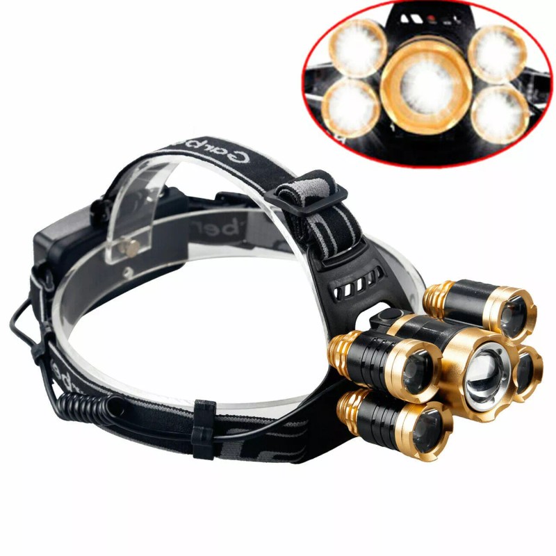 premiumwire Super Bright 5X Headlamp Rechargeable Head Light Flashlight Torch