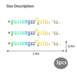 TNAIYH Passenger Princess Car Sticker, 3PCS Funny Cute Vehicle Rearview Mirror Window Decals, Auto Vanity Mirror Decorative Accessories for Women Girls, Universal for SUV RV Truck (Laser)