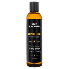 Live Bearded Beard Wash, 8 fl oz - Water-Based Face Cleanser with All-Natural Ingredients for a Gentle, Deep Clean - Made in the USA | Tombstone Scent - Sweet Tobacco, Cedar