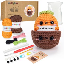 WaldyWop Crochet Kit for Beginners, Crochet Kit for Adults and Kids (13+), Learn to Crochet Kits with Step-by-Step Video, Complete Tools, Easy Crochet Yarn, Positive DIY Crochet Gifts