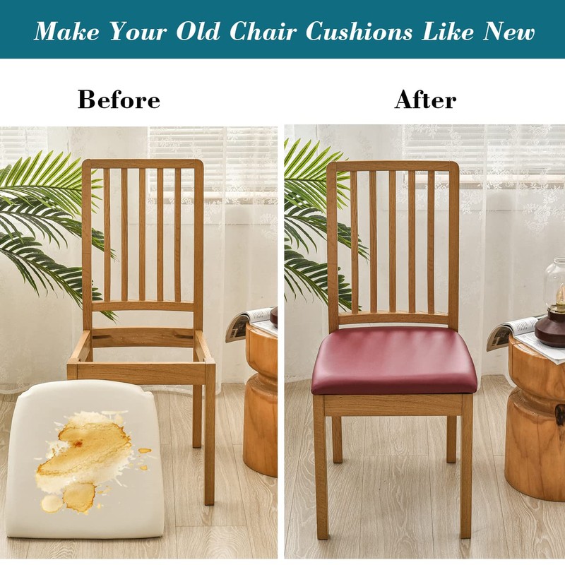 HFCNMY Seat Covers for Dining Chairs, Stretch Waterproof PU Dining