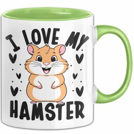 Hamster-Liebhaber Tasse Geschenk Lustiger Spruch I Love My Hamster (Grün)