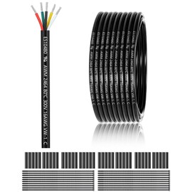 16 Gauge 5 Conductor Electrical Wire 100FT, UL 2464 16 AWG 5 Wire Cable Tinned Copper PVC Stranded 16/5 Core Wire for LED Lighting, Outdoor Low Voltage Extension Cable, Automotive etc.