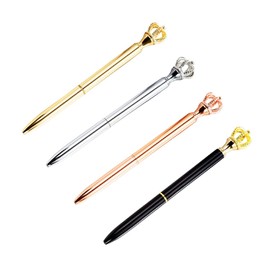 STOBOK Metal Crown Pens Crown Gel Pen for School Office Pack of 4