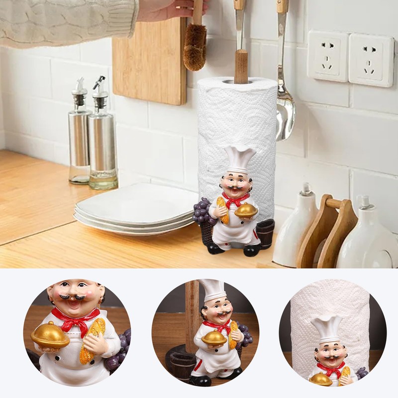 Osuter Standing Kitchen Roll Holder, Wooden Kitchen Roll Holder, Rubber
