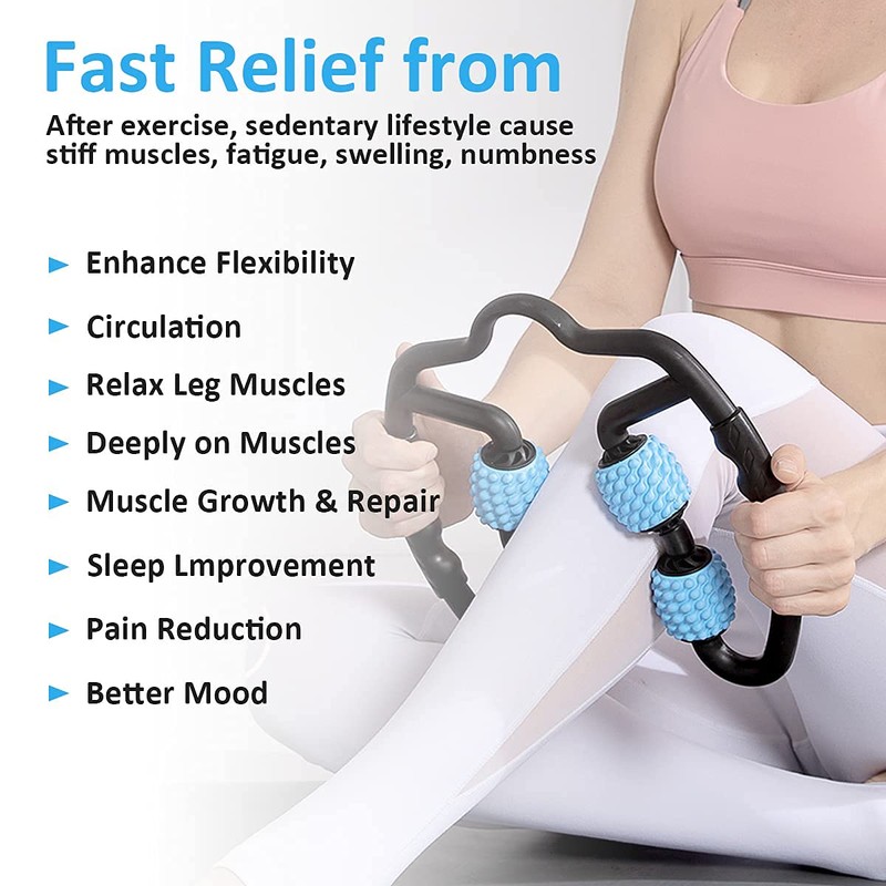 3D Muscle Massage Roller with Handle Trigger Point Massager Legs,