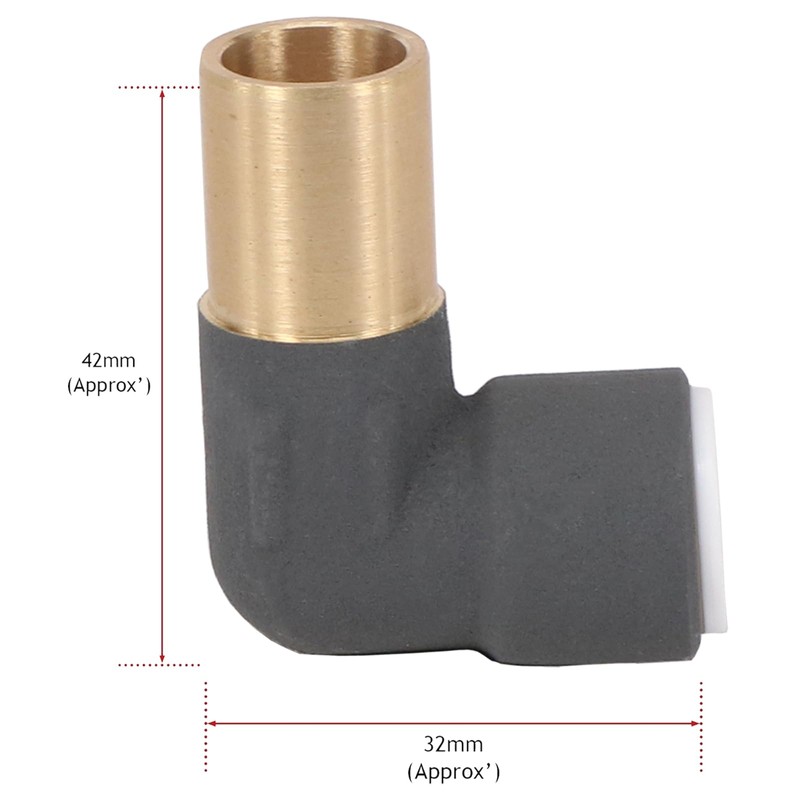 SPARES2GO 15mm x 10mm Push Fit Radiator Valve Anthracite Reducing