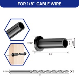 Sidasu 100-Pack Cable Railing Protector Sleeves for 1/8" Wire Rope, T316 Stainless Steel Marine Grade Protective Sleeves for Wood Post, Deck Stair Railings Cable Railing Kit-90 Degree -Black