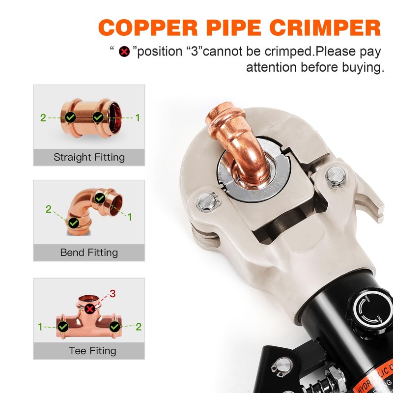 iGeelee Copper Press Tool Hydraulic for 1/2", 3/4", 1" Copper