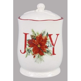 Young's Inc Ceramic Christmas Joy Treat Jar With Silicon Seal