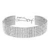 Zealmer 7 Row Rhinestone Choker Necklace Silver Sparkling Diamond Chokers