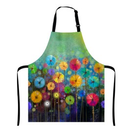 Wasach Colorful Spring Petal Flowers Apron,Adjustable Neck Bib Apron for Men Women,Suitable for Kitchen Cooking Waitress Chef Apron