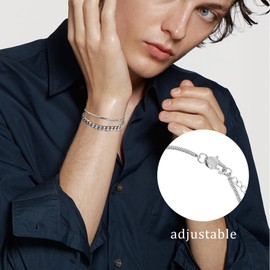 2PCS Stainless Steel Cuban Bracelets, 19/20/21cm Men's Stainless Steel Bracelet, Cuban Link Chain Bracelet, Chain Bracelet for Men Women, Hip Hop Cuban Link Bracelet, Mens Bracelets Cuban (20cm, A)