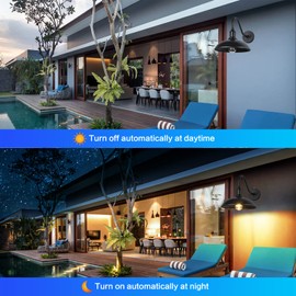 Naurham Dusk to Dawn Exterior Farmhouse Lighting Barn Light Fixture for House with Anti-ponding Bottom, Outdoor Barn Light Gooseneck Lighting for Garage Patio Porch (12.5" Diameter, 1 PC)