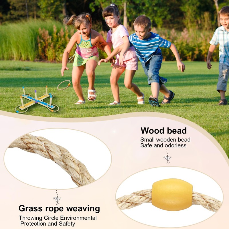 Kasoud Quoits Games Set, 8PCS Quoits Ropes Ring Toss Games,