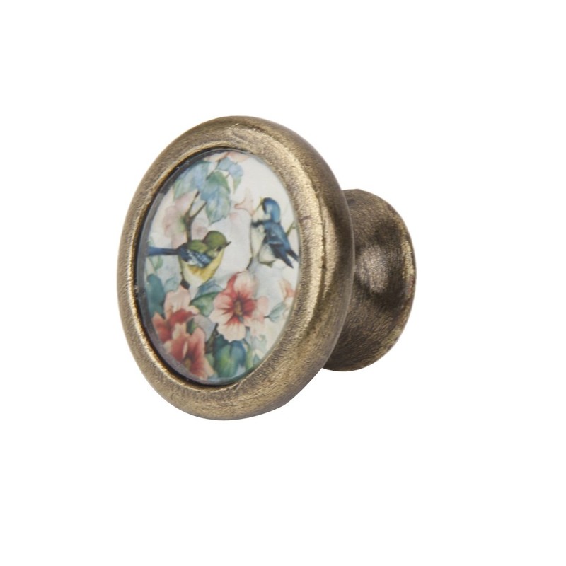 LOVIVER 10Packs Bird Flower Pattern Door Knobs Kitchen Cupboard Knobs