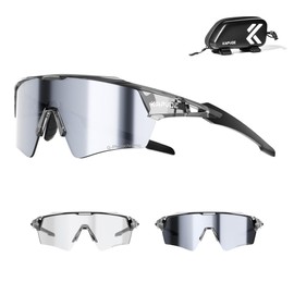 KAPVOE Photochromic Cycling Glasses Men Women Sport Sunglasses UV Protection Mountain Bike Sunglasses MTB Bicycle Riding Glasses TR90 Frame Baseball Shades Running Triathlon Cycle Golf Silver