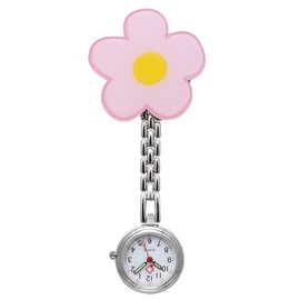 JSDDE FOB Nurse's Watch Heart Rate Monitor Chain Watch with Clip Analogue Quartz Pocket Watch (Flower)