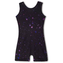 Gymnastics Leotards For Girls 6T 7T Size 6-7 Years Old Ballet Dance Leotard with Shorts Biketards Unitards Tumbling Outfits Black Stars