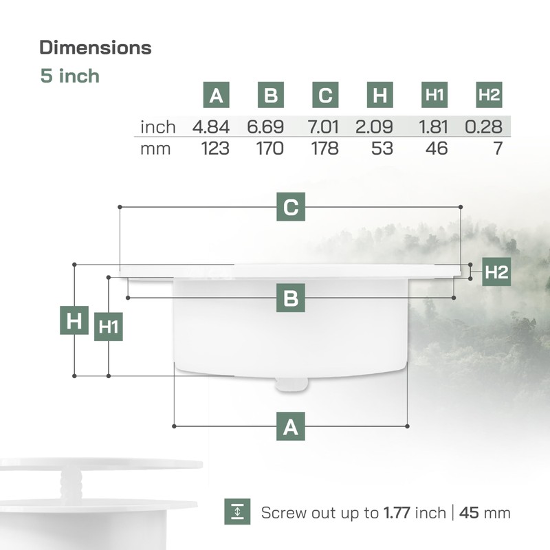 Vent Systems 5" Inch Circular Air Diffuser – Adjustable White