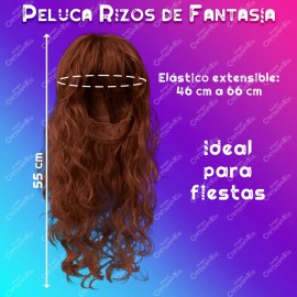 Peluca de Fantasía Rizos de Tamaño Largo para Eventos Bodas y Fiestas Pelo/Cabello Artificial Chino Estilo Hondulado de Color Café Castaño Tipo Fantas