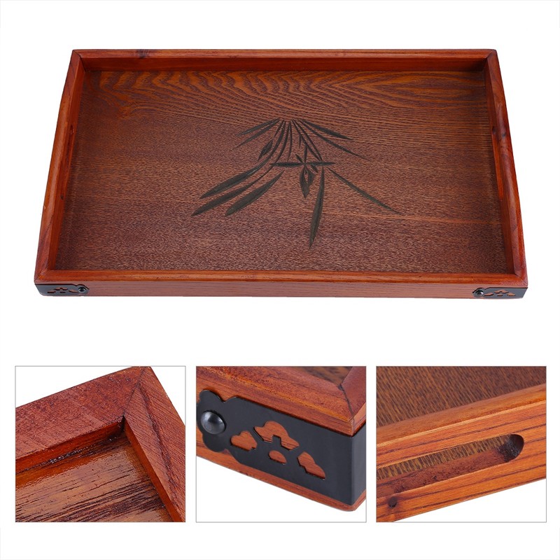 Large Wood Serving tea Water Drinks Tray Wooden Breakfast Tea