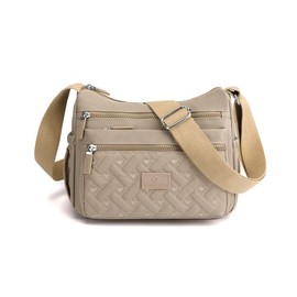 NOTAG Shoulder Bag, Women's, Cross-body, Large Capacity, Men's, Waterproof, Many Pockets, Multi-functional, Nylon, Lightweight, Small Organizer, Casual, Popular, School, Work, Travel, Unisex, Khaki