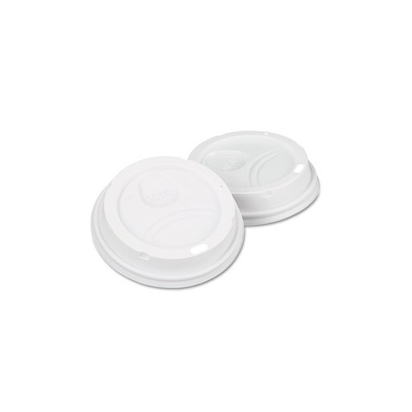 DIXIEF Dome Drink-Thru Lids,10-16 Oz Perfectouch;12-20 Oz Wisesize Cup, White, 50/pack